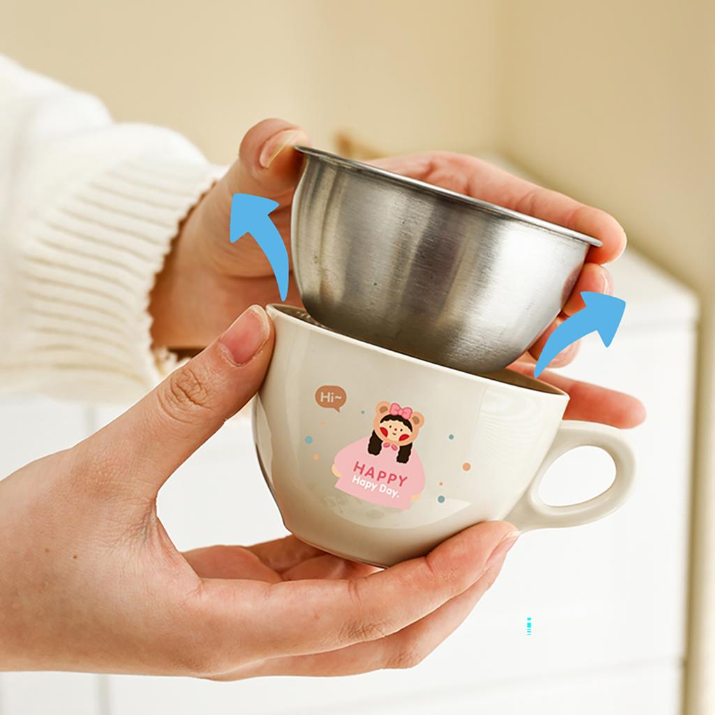 170ML Mini 304 Stainless Steel Water Mug For Kids With Handle Anti Scald Removable Double-layer Tea Milk Coffee Cup Drinkware