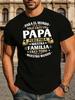 Men'S Crew Neck T-Shirt with Spanish Father'S Love Gratitude Slogan Print, Father'S Day Exclusive Design, Conveys Family Warmth, Comfortable for Daily