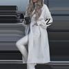 Jachetă Parka Lungă de Iarnă pentru Femei cu Glugă Albă Haine Groase Calde Elegante Casual la Modă Îmbrăcăminte Exterioară pentru Doamne