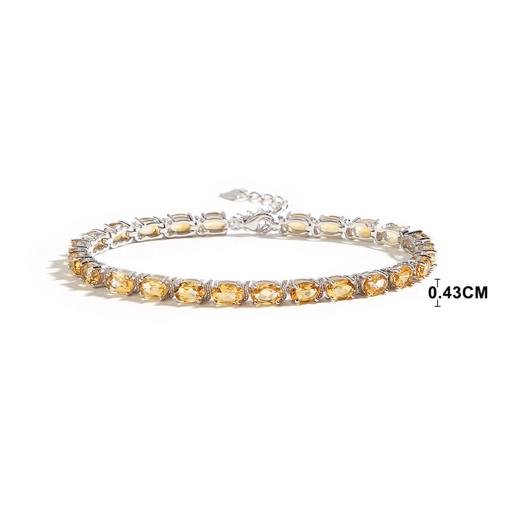 Elegant Designer Tennis Bracelet for Women S925 Silver Natural Citrine November Birthstone Fashion Jewelry Birthday Party Gift