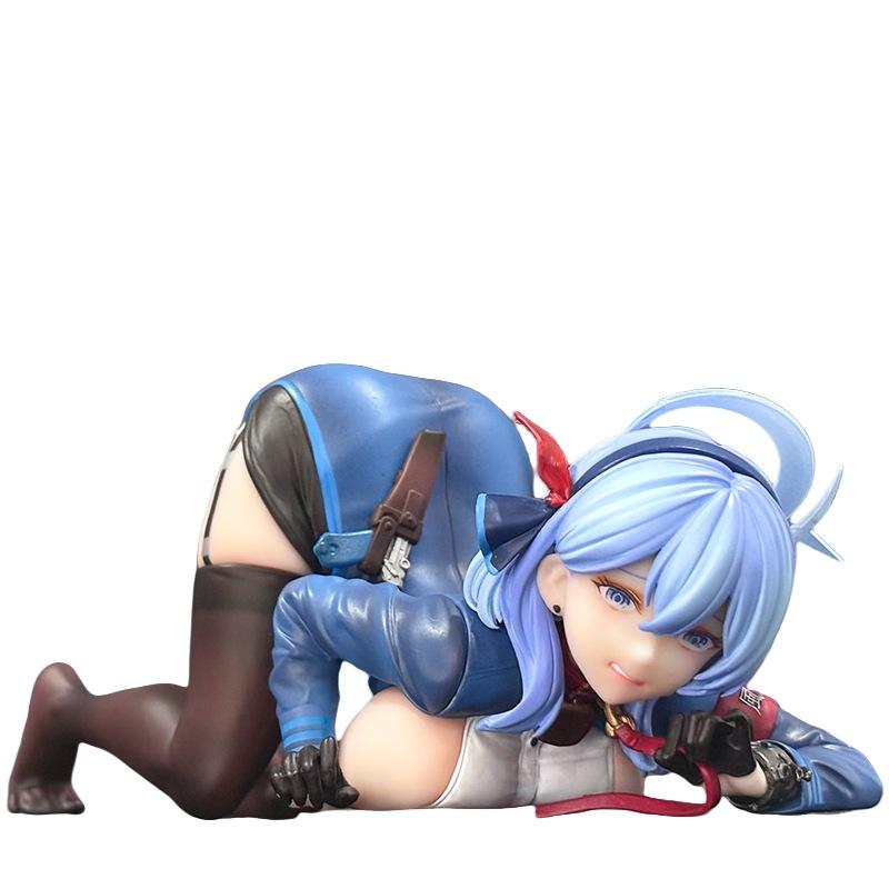 Prone Pose Ame Yuzuki Anime Girl Figure with Halo Decorative Statue Gift