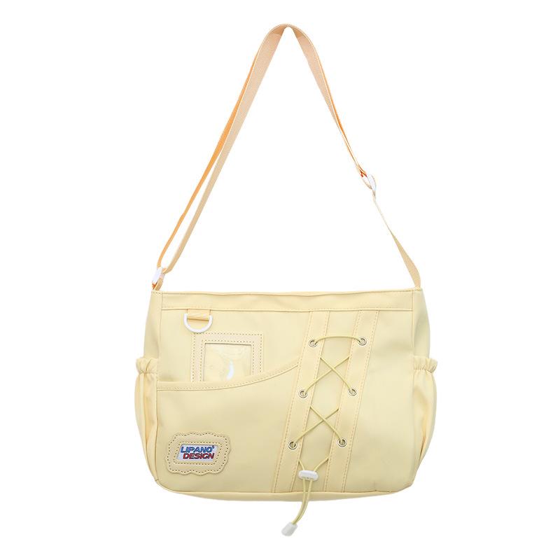 Damen Große Kapazität College Stil Lässig Ita Umhängetasche mit Transparentem Abzeichen