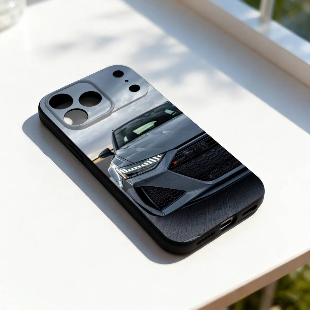 

Sports R-RS6 Super Car For iPhone 17,16,15,14,13,12,11,Pro,Max,Plus,E,SE4,Air,Mini Black Soft Cover Phone Case iPhone11