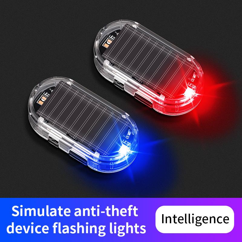 Car solar LED wireless anti-theft warning lamp flashing warning lamp alarm fake anti-theft decoration lamp