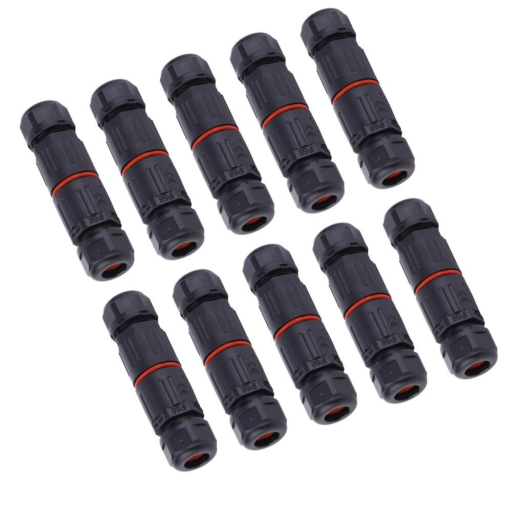 10PCS Durable 0.5mm²~2.0mm² IP68 Waterproof Connector 3Pin Straight Cable Electrical Wire Connector Three-Pin Connector Outdoor