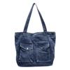 Denim Tote Bag For Women With Large Capacity And Zip Closure For Daily Commute