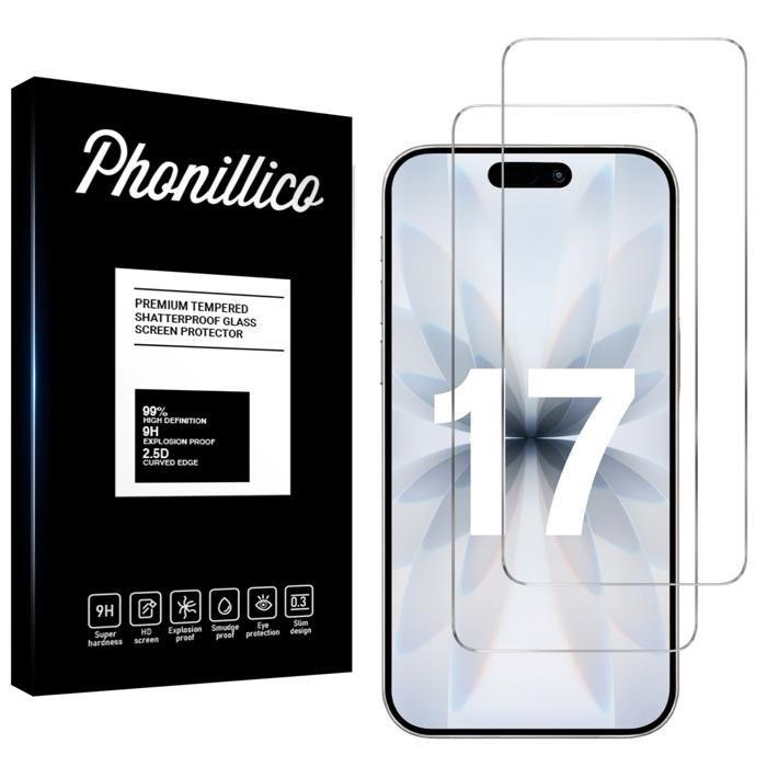 Film Vitre Protection Ecran - PHONILLICO - iPhone 17 - Pack 2 - Verre Trempé - Résistant aux rayures