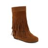 Damen Flachbodenstiefeletten Herbst und Winter neu lässig große Größe Fransenstiefel