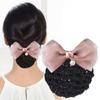 Pearl Pendant Mesh Bow Bun Net Spring Clip Bowknot Hairgrips Net Cover Bowknot Bun Snood  Dance
