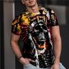 Summer Round Neck 3D Vintage Horror Skull Print Top Fashionable Casual Short Sleeved Men's T-shirts