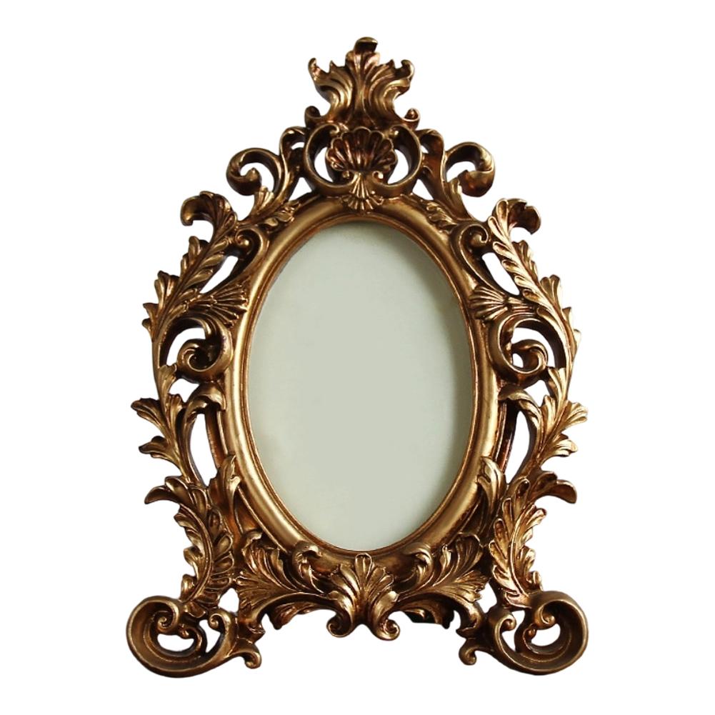 Gold Vintage Style Oval Resin Photo Frame for Elegant Display of Photos on Desk or Bookshelf Sizes 6 Inch 7 Inch 8 Inch