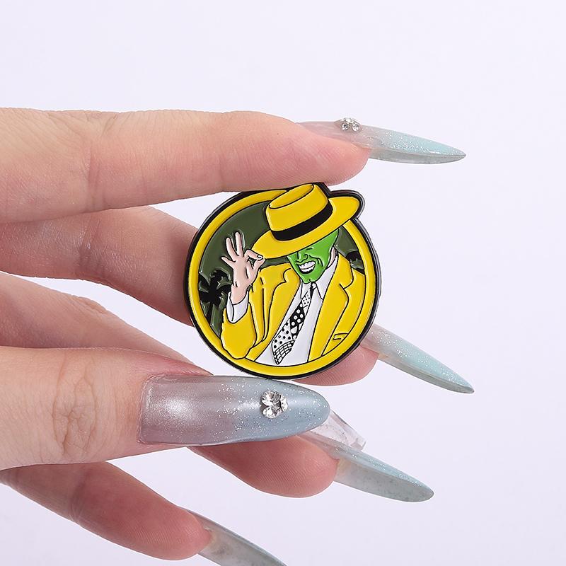 90s Fantasy Comedy Movies Enamel Pins Custom Green Mask Brooches Lapel Badges Clothes Funny Jewelry Gift for Kids Friends