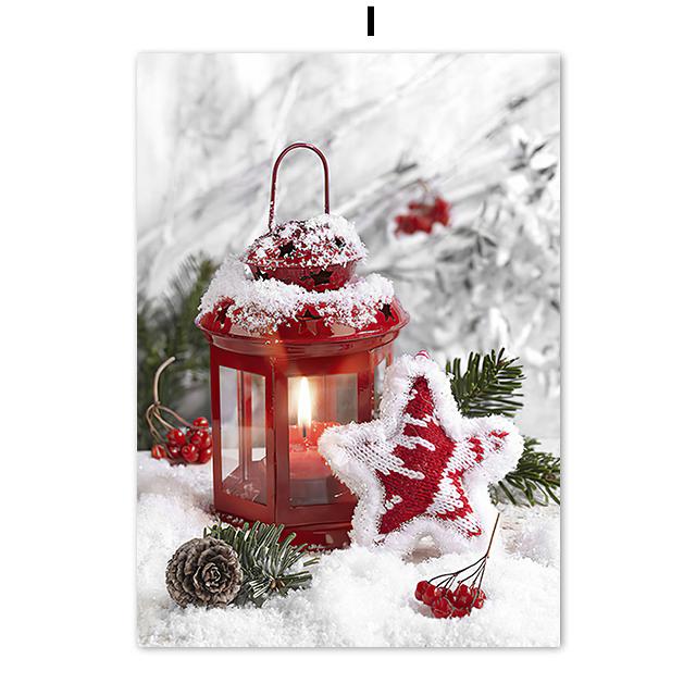 Cuadro de paisaje de invierno, pintura en lienzo, arte de pared, pino, coche rojo, casa de pino, árbol, póster e impresión para decoración del hogar, regalo de Navidad