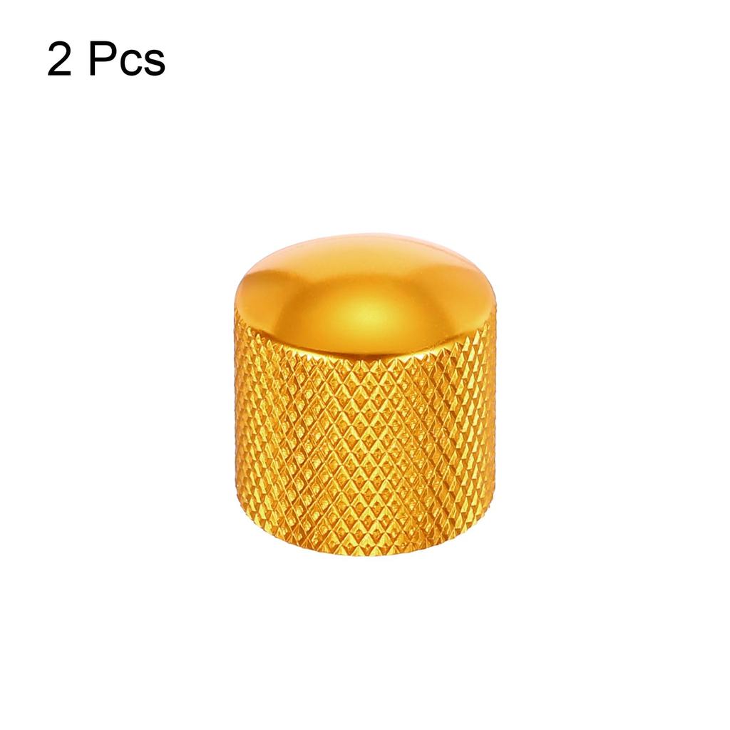 uxcell 2pcs Aluminum Guitar Knob Shaft Control Knob Gold Finish CNC Machined Serrated Design Electric Guitar Bass Audio Tuning Replacement Knob
