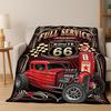 Retro Route66 Amerika Mutter der Straßen Schild Flanelldecke Weiche Warme Überwurfdecke für Schlafzimmer Wohnzimmer Bett Reise Camping Picknick