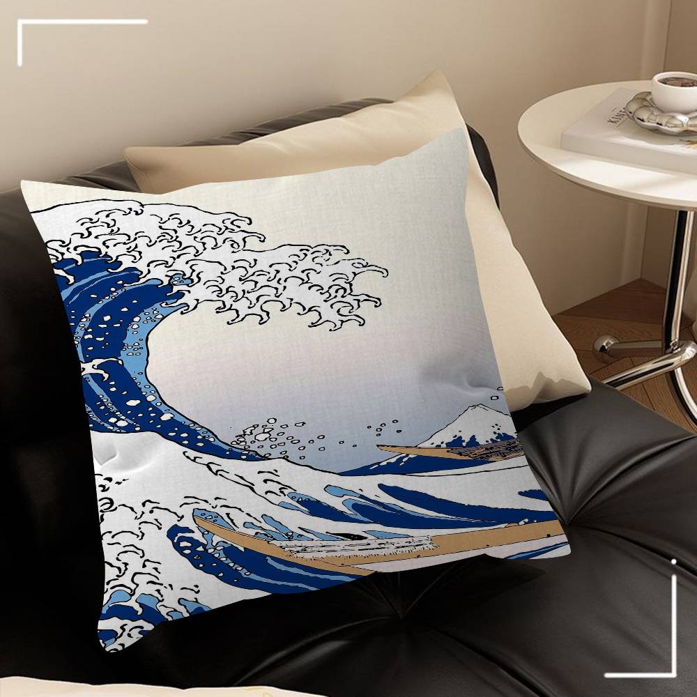 Vintage Ukiyoe The Great Wave Off Kanagawa Pillowcase Toon Gift Cushion Cover Bedroom Home Sofa Chair Seat Decor Pillow Case