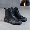 Women Genuine Leather Short Boots Round Toe Genuine Leather Handmade Retro Street Style Winter Warm Flats Ankle Boots