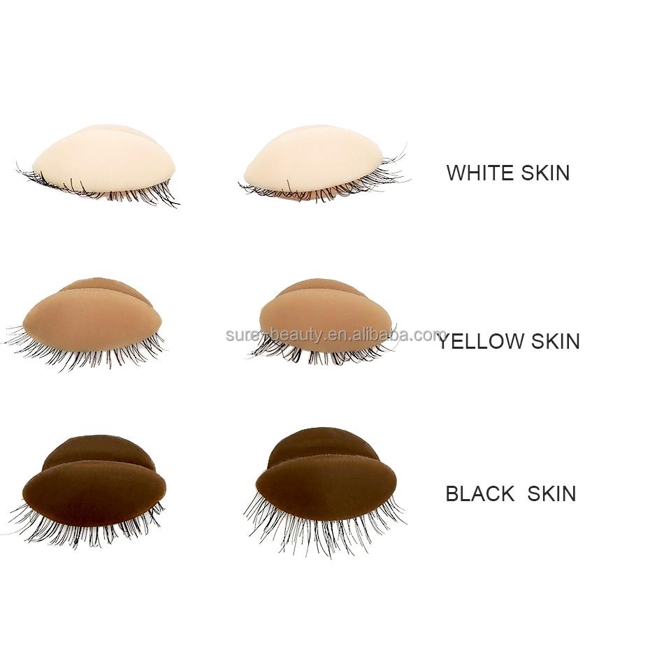 Removable Silicone Eyelids Eyelash Practice Mannequin with DD Curl for Reusable Eyelash Extension Training