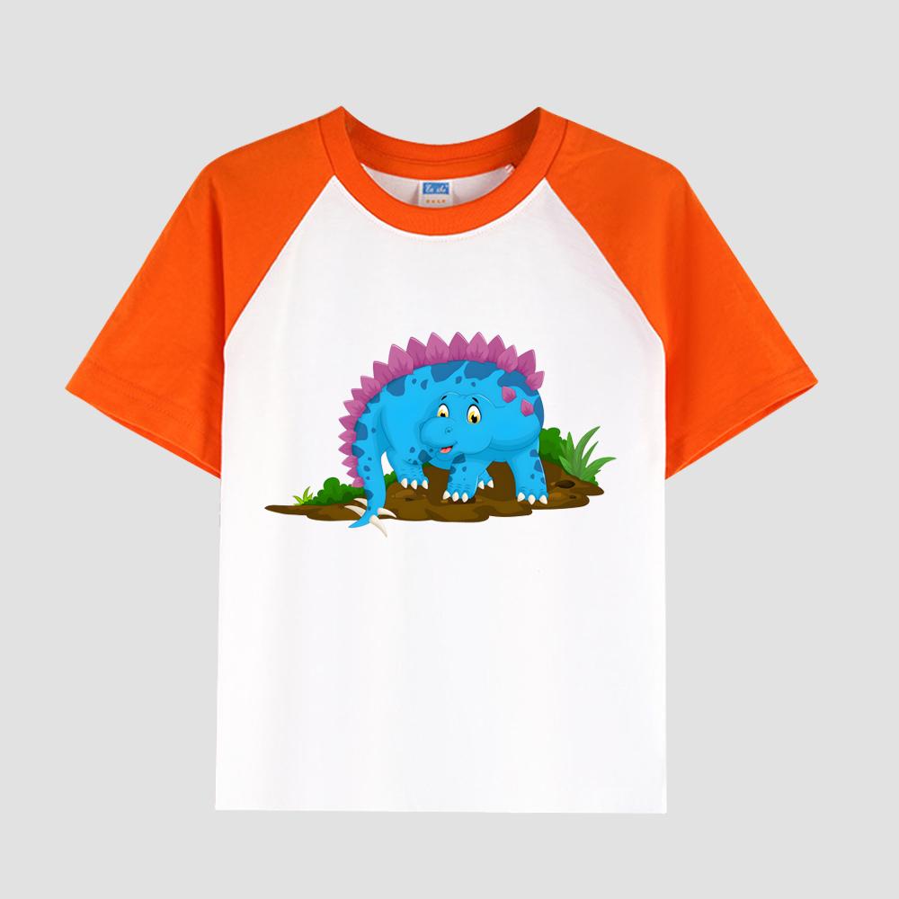 Tricou cu mânecă scurtă pentru copii cu umăr inserat, țesătură de bumbac, top casual pentru băieți la modă pentru vară