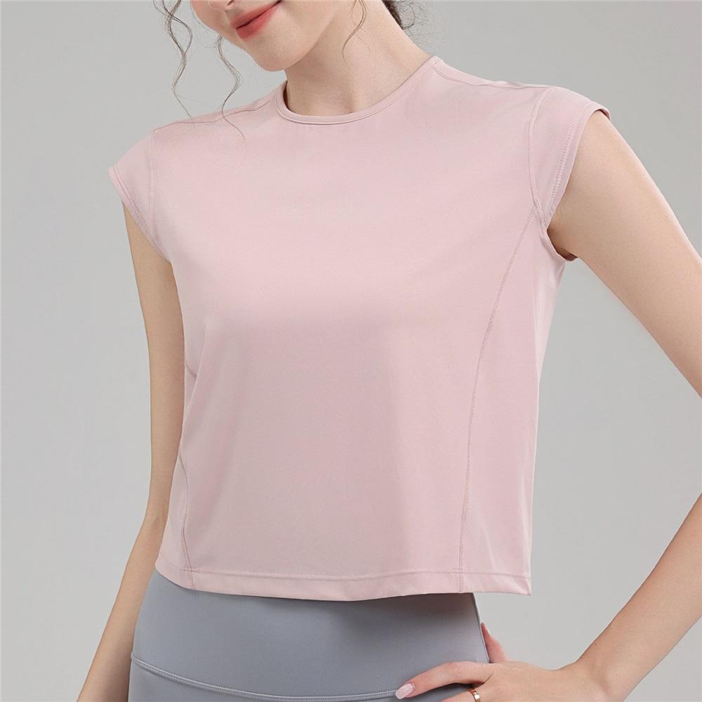 New Yoga Short Sleeved Women's Hollow Back Sports T-shirt With Drawstring, Wrinkle, Breathable Outdoor Sports Running And Fitness Clothing