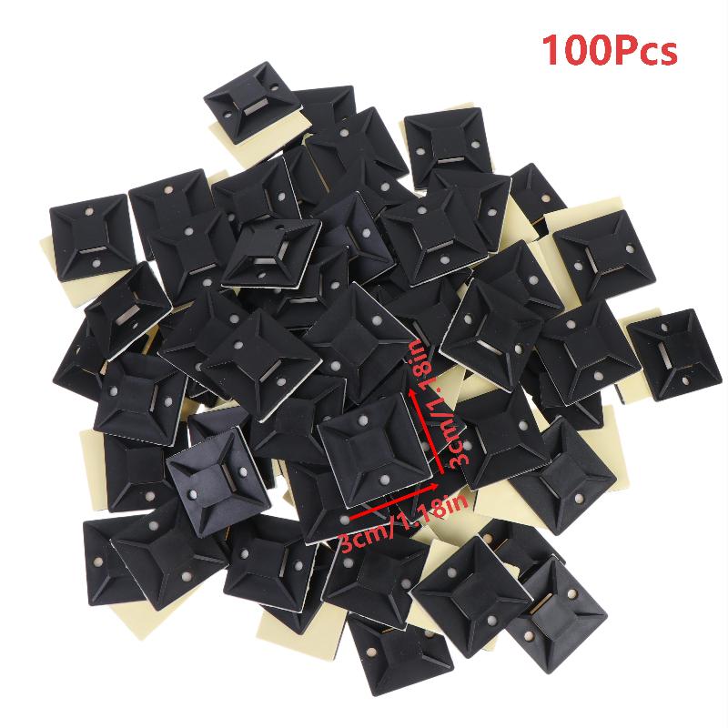 100Pcs Self Adhesive Cable Tie Holder Wire Fixing Base Strong Sticky Cable Tie Holder Organizer For Home Office Wire Storage
