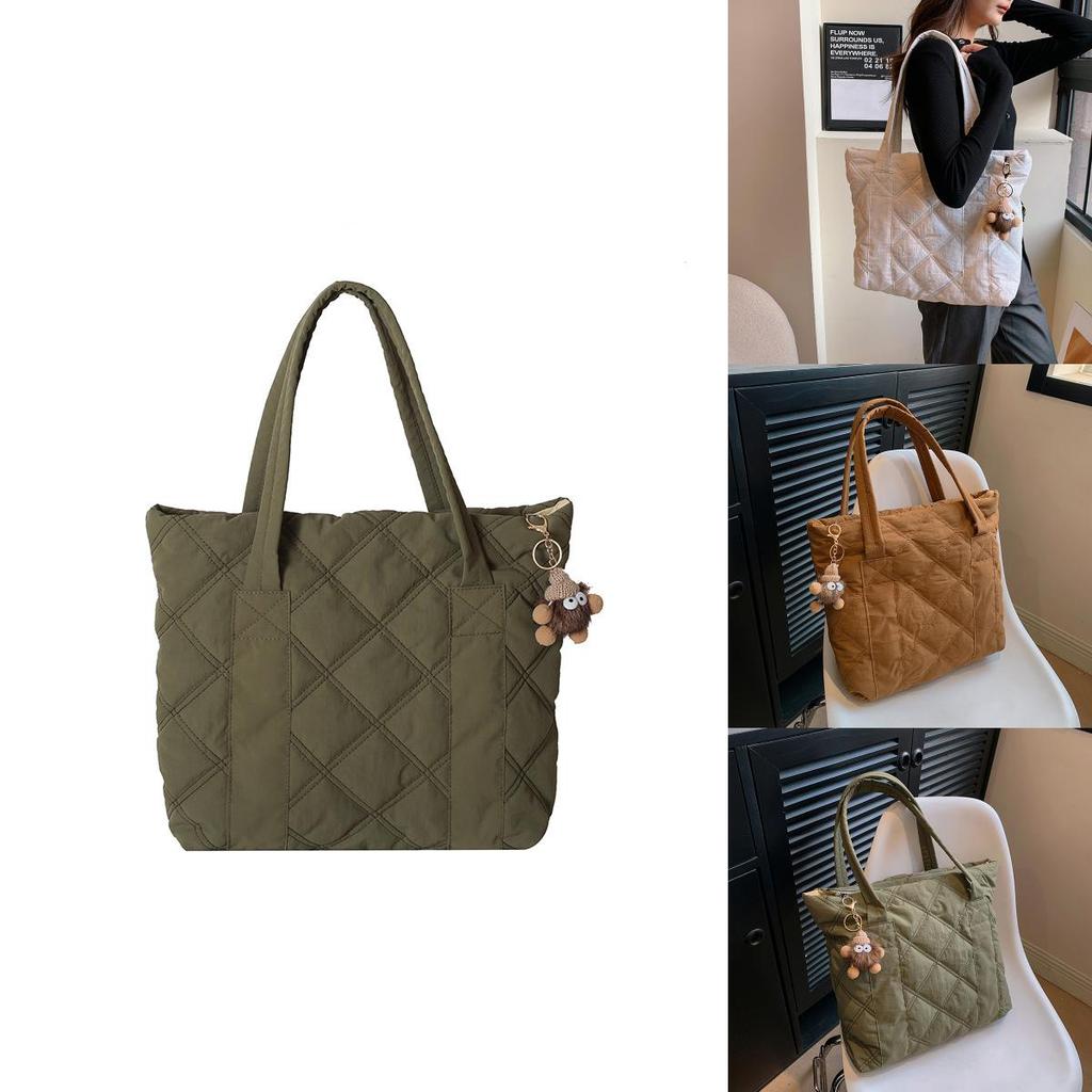2024 New Style Fashionable Embroidered Pendant Large Capacity Commuter Casual Shoulder Tote Bag Women Street Trend