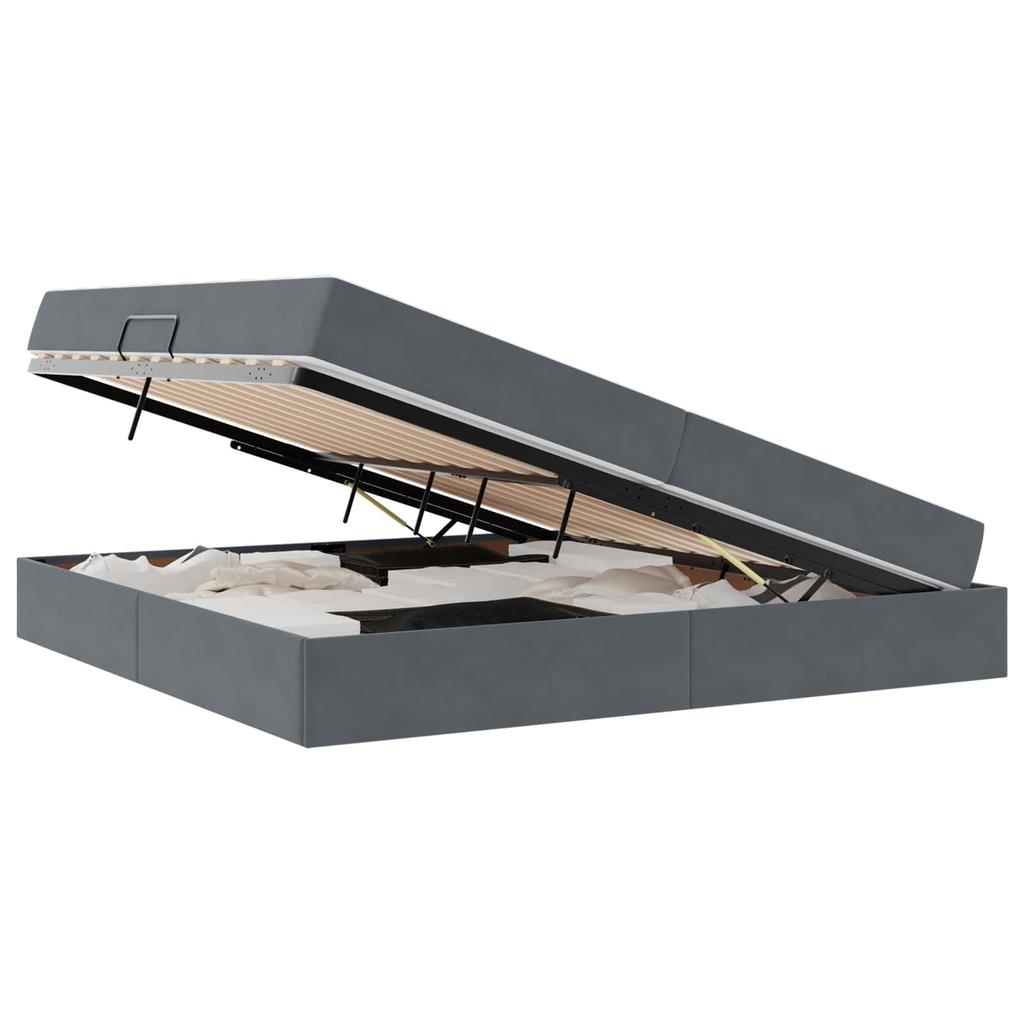Storage Bed with Mattress Dark Gray 200 x 200 cm Velvet