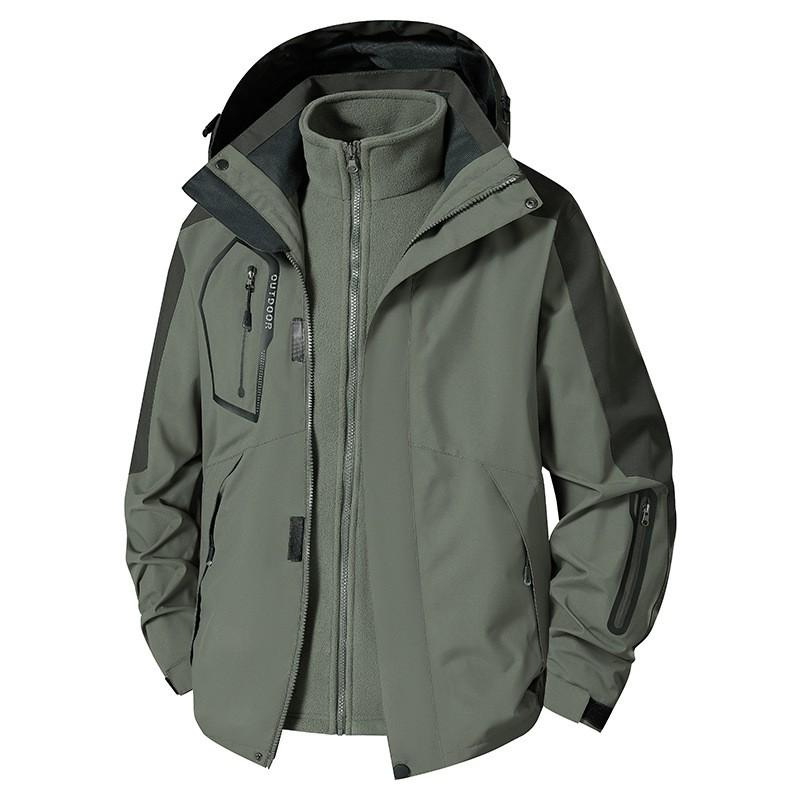 3-in-1 Waterproof Windproof Hiking Jacket With