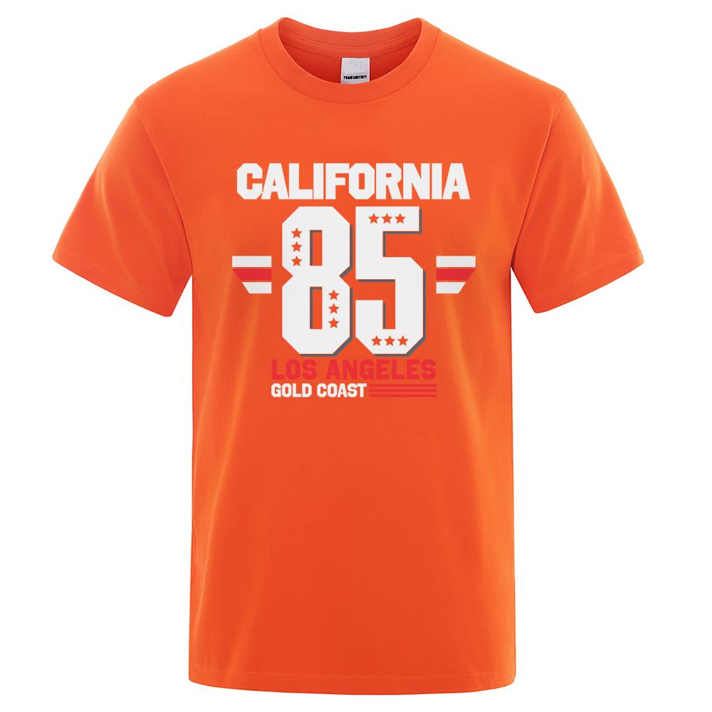 California 85 Los Angeles Gold Coast T-Shirt Casual Loose Tops Oversized Summer Tee Clothes Fashion Cotton Crewneck Men Clothes