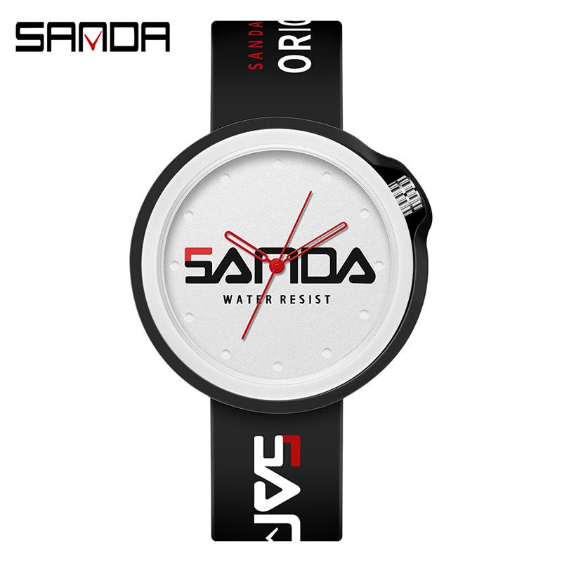 Sanda Stylish Korean-Style Waterproof Watch with Detachable Silicone Band for Men, Women, and Students