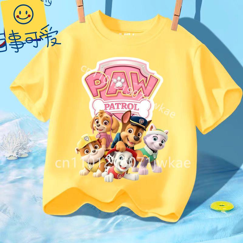 Summer Kids Korean Clothes Baby Casual Tees Cute Birthdays Gifts Paw Patrols Girl Boys T Shirt Cartoon Skye Short Sleeve Tops