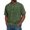 Men's Light Blue Denim Henley Short Sleeve Shirt