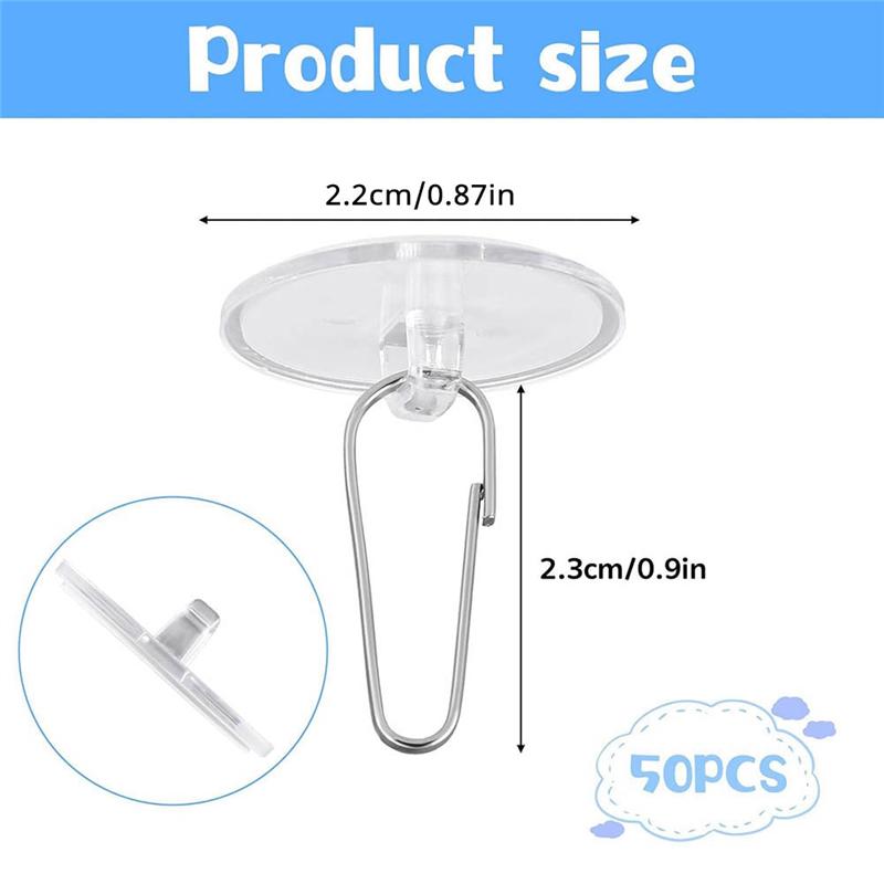 M-Modern-Clear Adhesive Ceiling Hooks 50 Pcs For Hanging No-Drill Sticky Birthday Hook Damage-Free