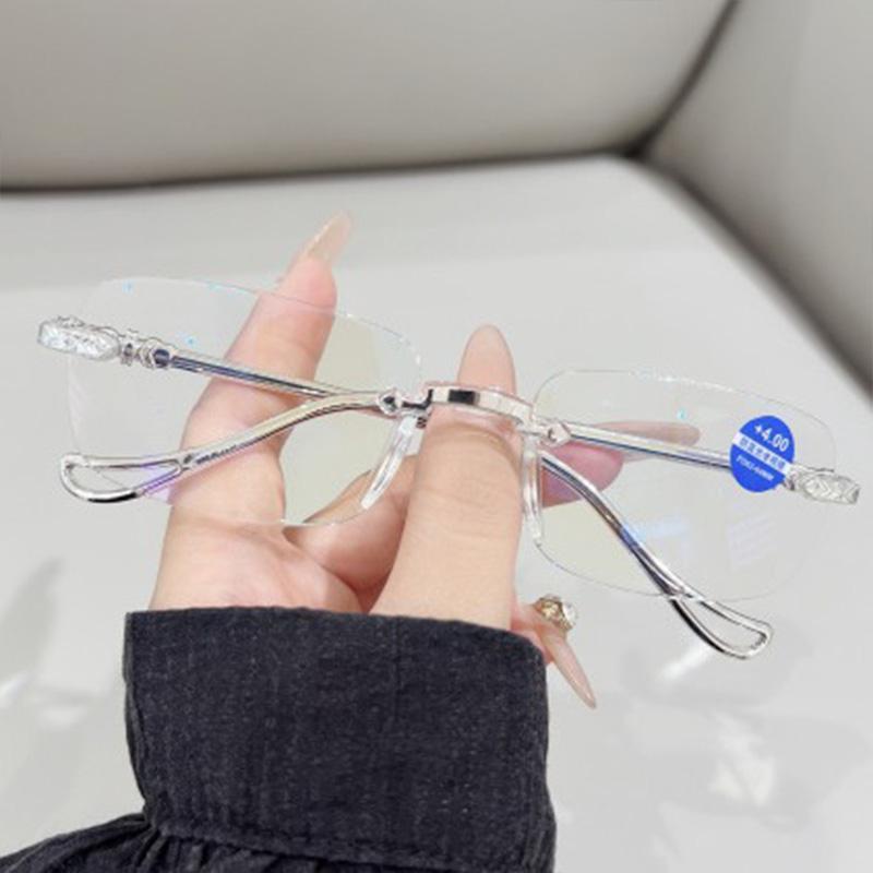 

Rimless Square Metal Reading Glasses Women Men Classic Fashion Luxury Eyeglasses Outdoor Driving Lady Man Presbyopic Glasses 1.5