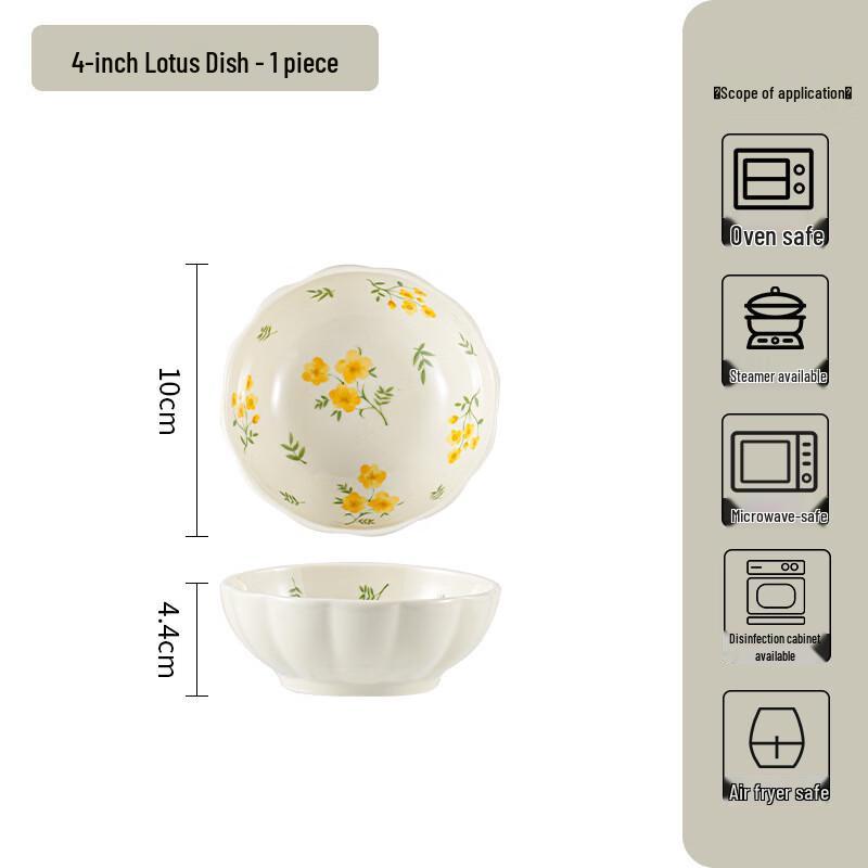 Huazao Baijia WA Yellow Glaze Underglaze Lotus Plate