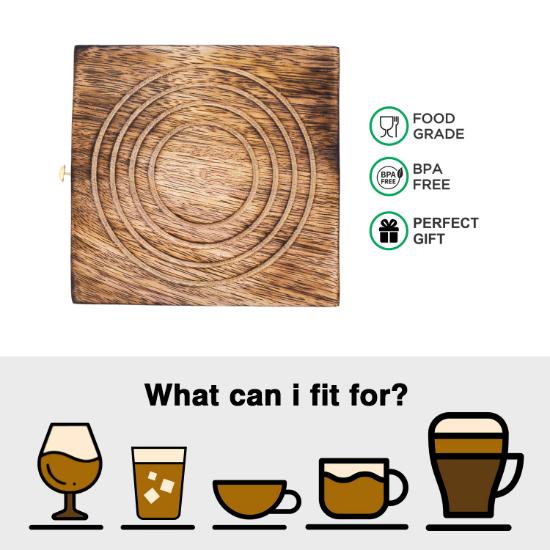 Divit Coasters Wooden for Drinks, Eco-Friendly, Absorbent, Antique Look Handcrafted Coasters (Hut)