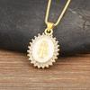 Nidin New Fashion Religious Style Pave Shiny Crystal Zircon Charm Pendant Necklace For Women Daily Party Wholesale Accessories