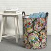 Laundry Collector Sugar Skull Collage Folding Laundry Basket Large Storage Children Washing Basket Home Organizer