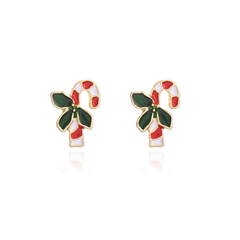 Christmas Santa Snowflake Earrings Cane Candy Bells Elk Earrings Christmas Hat Earrings
