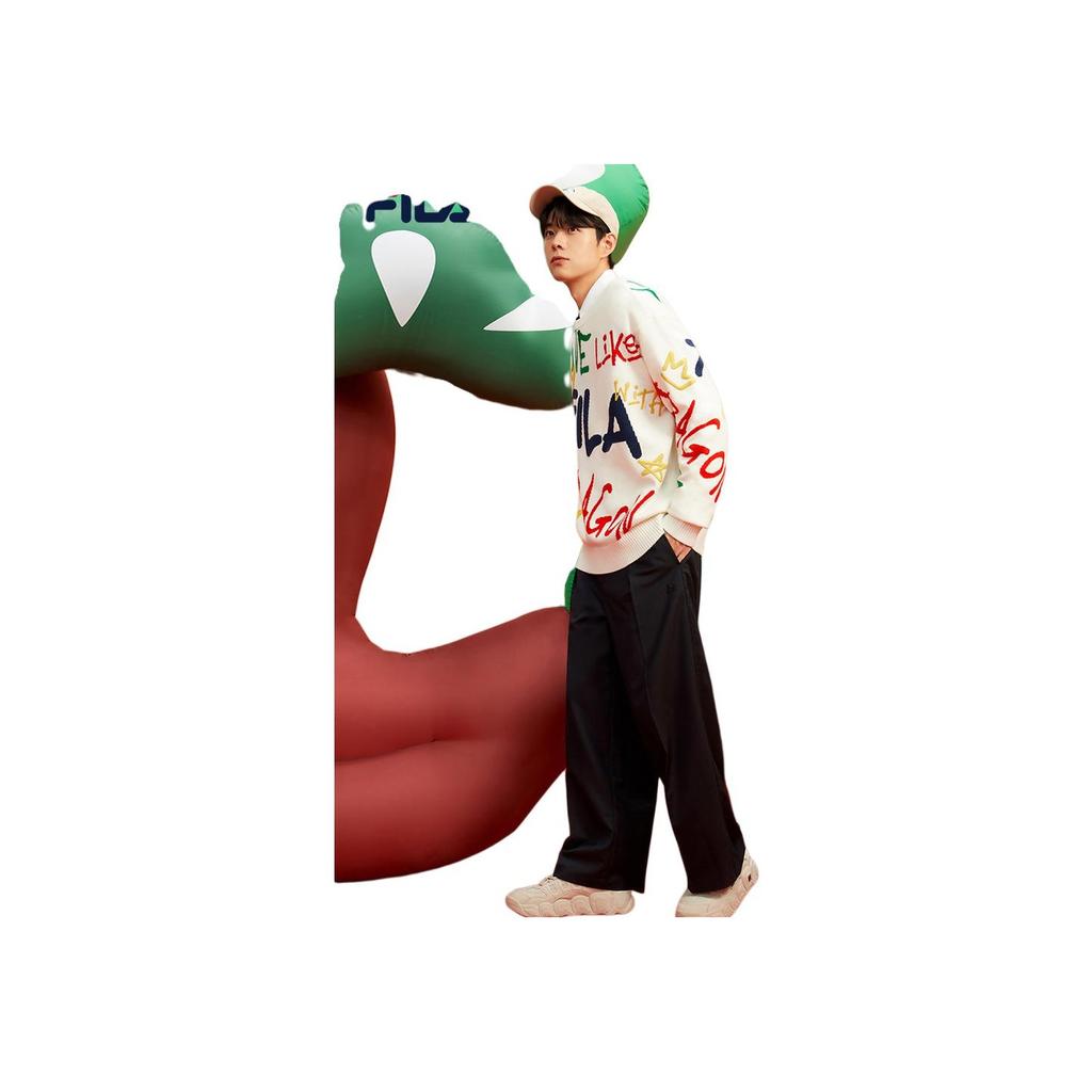 New FILA Dragon Series Knitwear Unisex Cloud White F11U419402F-WT