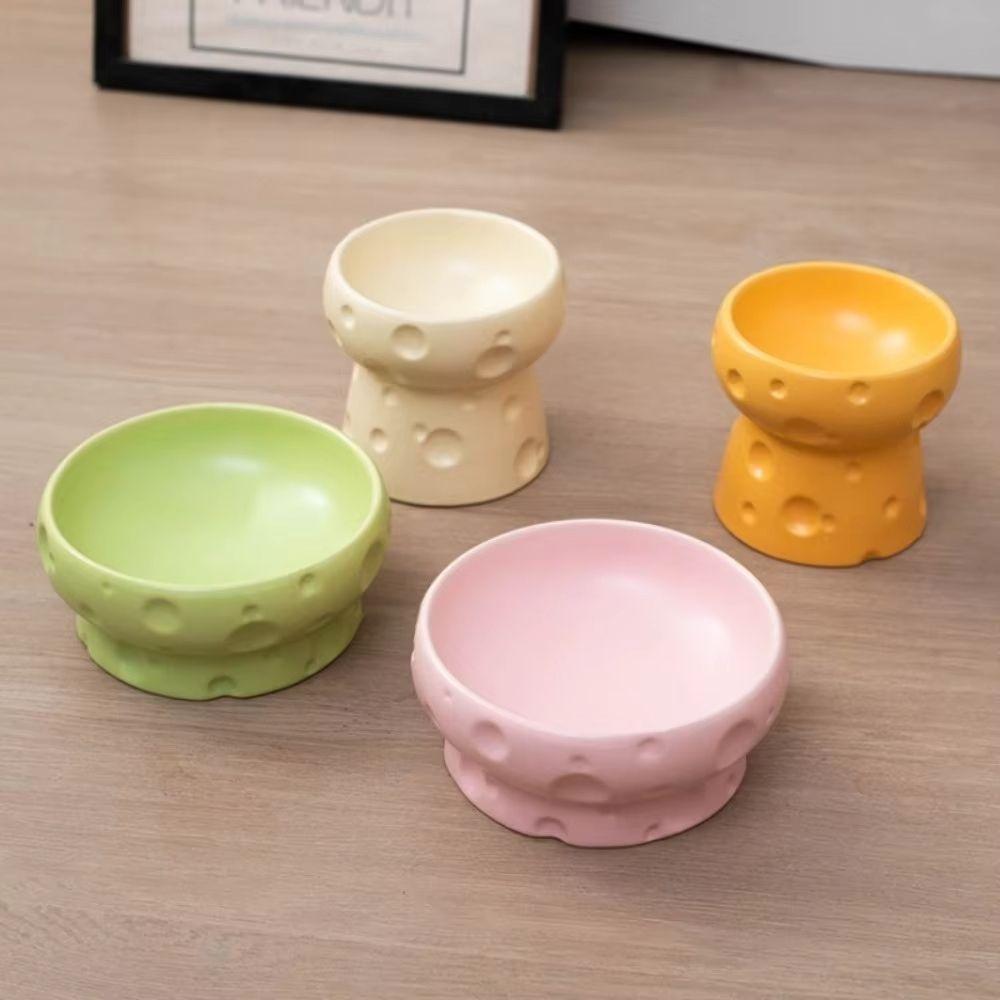 Not Easy To Knock Over Ceramic Cat Feeder Large Diameter High Foot Dog Food Basin Puppies