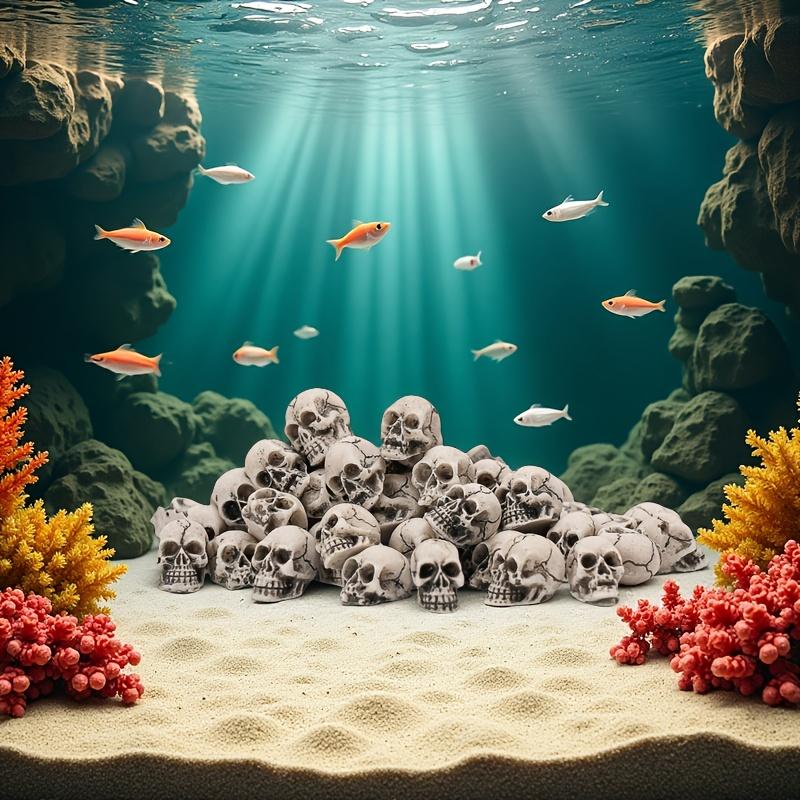 30/50/100 Mini Skull Sculptures - Rustic Resin Gnome Statues for Halloween Decor, Indoor/Outdoor Garden, Patio