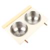 Parrot Feeding Bowl Stainless Steel Food Water Feeder Cage Accessory with StandDouble Bowl