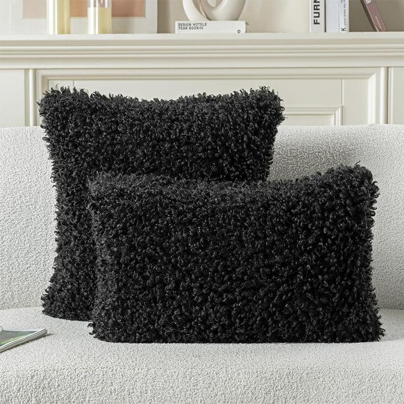 Solid Color Plush Pillow Cover Teddy Velvet Thicke Pillowcase Ultra-Soft Modern Minimalist Sofa 40/45cm Cushion Cover Home Decor