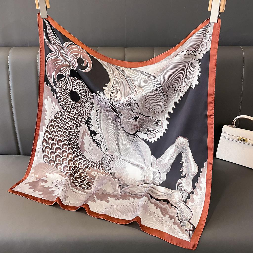  Luxury Floral Print Silk Square Scarf Women Soft Satin Kerchief Hairband Head Hijab Lady Headband Foulard Bag Ribbon
