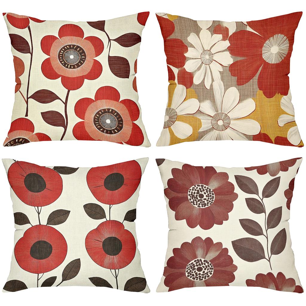 Retro Floral Print Farmhouse Throw Pillow Covers Pattern Cushion Cover Suitable For Sofa Bedroom Car Pillow Cover