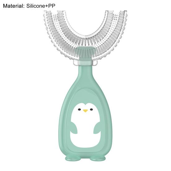 1 Set Kids Toothbrush Cartoon Handle 360 Degrees Cleaning Hand-Held Infant U Manual Toothbrush for Teeth Cleaning
