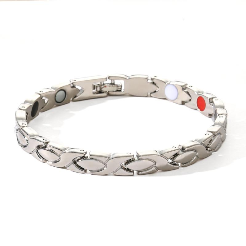 Cross Magnetic Bracelet for Women Rose Chain 6.5mm Wide Stainless Steel Female Benefit Health Energy Jewelry Waterproof