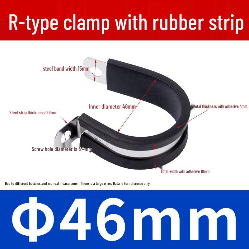Stainless Steel R-Type Rubber Strip Shock-Absorbing Pipe Clamp