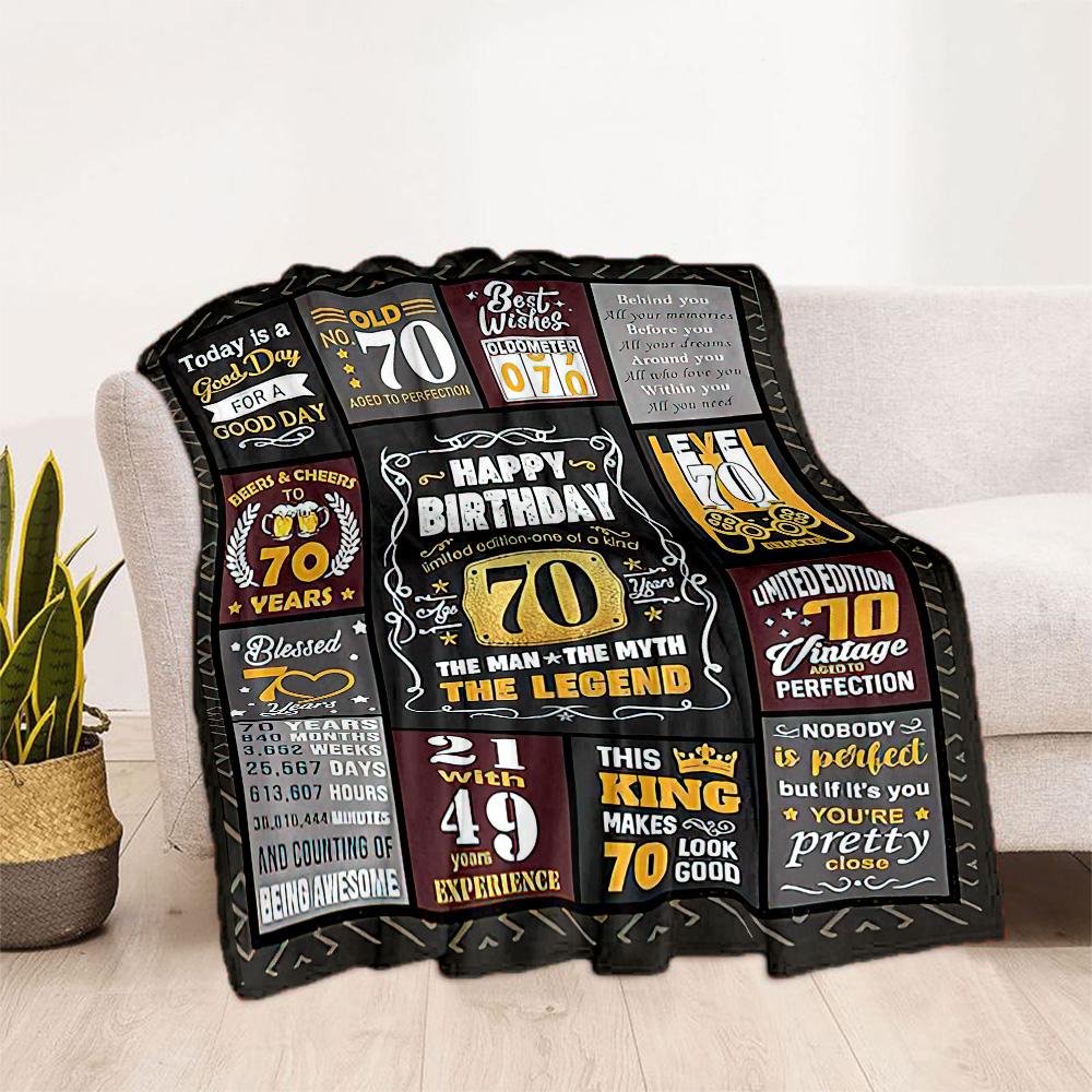 Happy 60th Birthday Sunflower flannel,Lightweight,Flannel Blanket,Comfortable Blanket, Sofa Blanket, Gift blankets,Holiday Gift Blanket Blankets